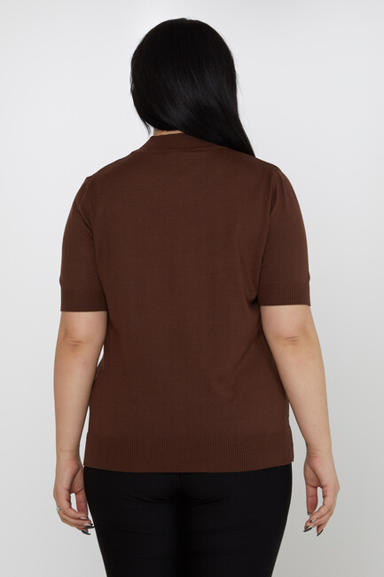 Women's Knitwear Stone Detailed American Model Brown - 31864 | KAZEE - Thumbnail