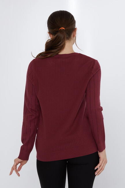 Women's Knitwear Stone Detailed Claret Red - 31110 | KAZEE - Thumbnail