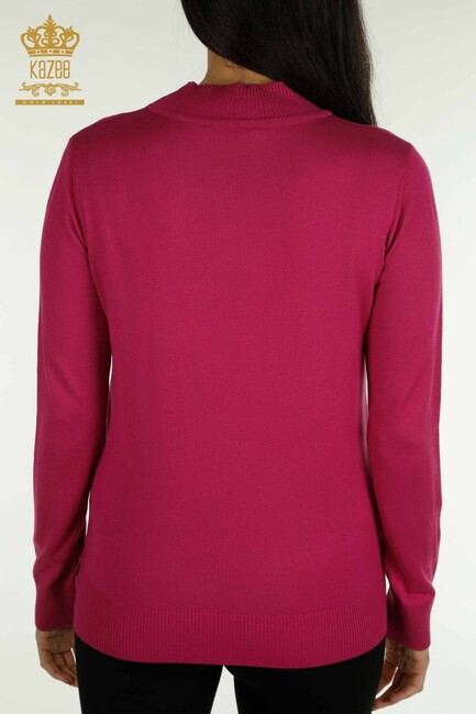 Women's Knitwear Stone Detailed Fuchsia - 30656 | KAZEE - Thumbnail