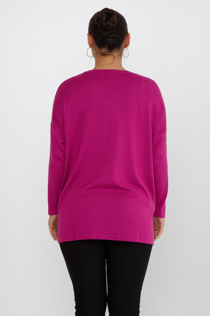 Women's Knitwear Stone Detailed Fuchsia - 30746 | KAZEE - Thumbnail