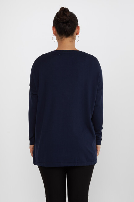 Women's Knitwear Stone Detailed Navy Blue - 30648 | KAZEE - Thumbnail