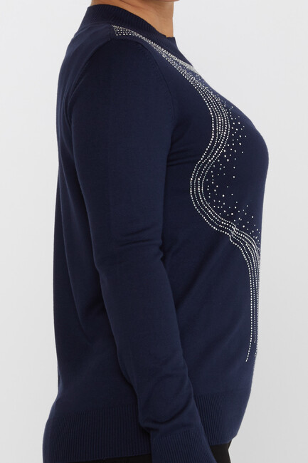 Women's Knitwear Stone Detailed Navy Blue - 30690 | KAZEE - Thumbnail