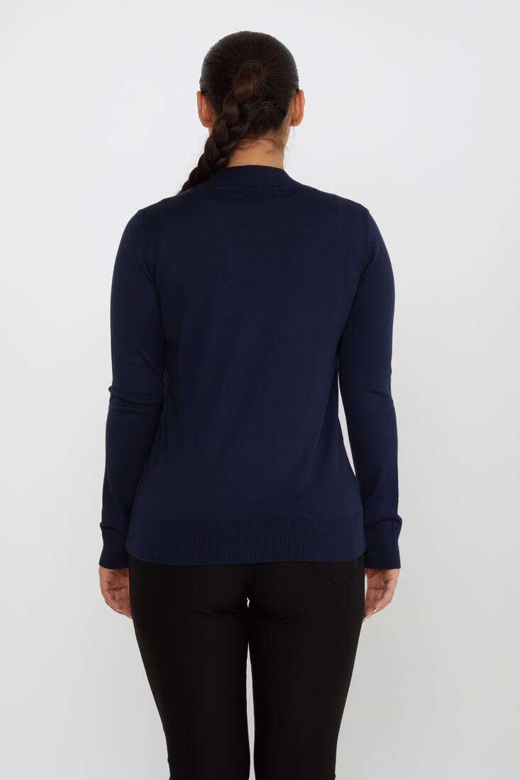 Women's Knitwear Stone Detailed Navy Blue - 30690 | KAZEE