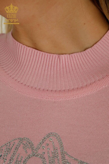 Women's Knitwear Stone Detailed Pink - 30672 | KAZEE - Thumbnail