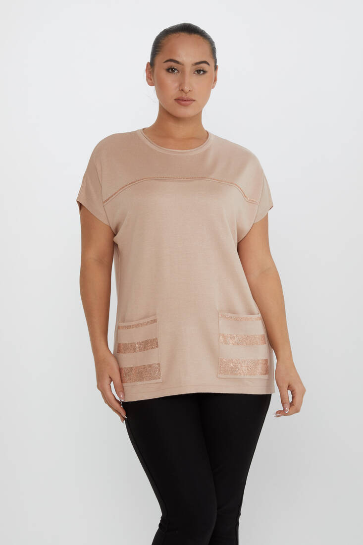 Women's Knitwear Stone Detailed Powder - 30765 | KAZEE