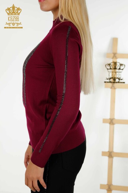 Women's Knitwear Stone Detailed Purple - 30448 | KAZEE - Thumbnail