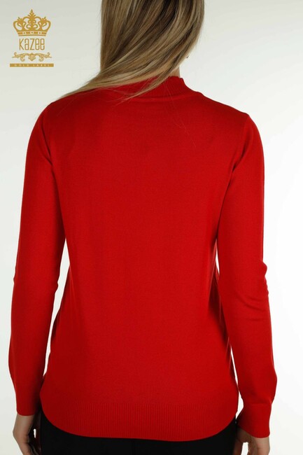 Women's Knitwear Stone Detailed Red - 30672 | KAZEE - Thumbnail