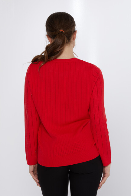 Women's Knitwear Stone Detailed Red - 31110 | KAZEE - Thumbnail