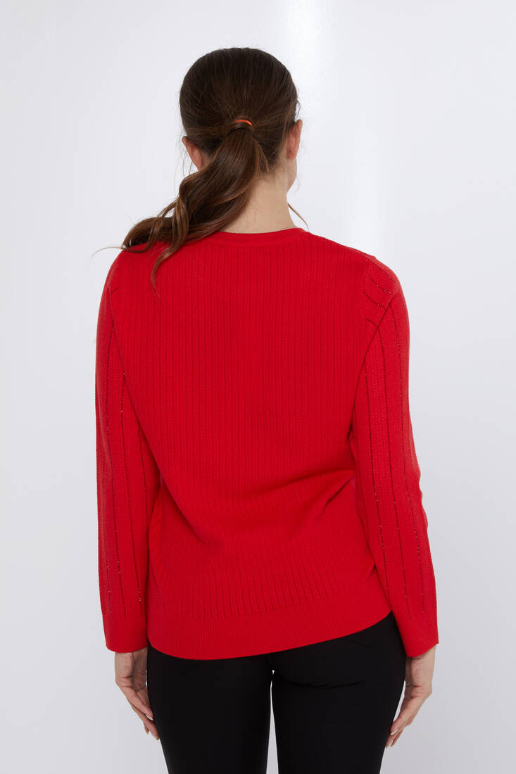 Women's Knitwear Stone Detailed Red - 31110 | KAZEE