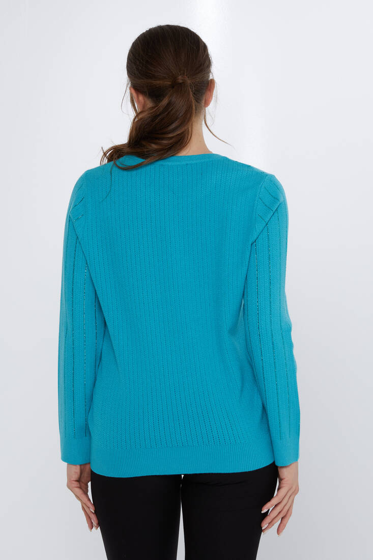 Women's Knitwear Stone Detailed Turquoise - 31110 | KAZEE