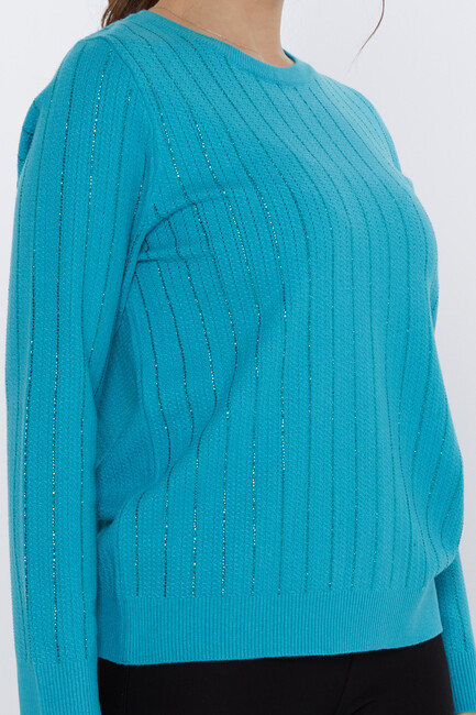 Women's Knitwear Stone Detailed Turquoise - 31110 | KAZEE - Thumbnail