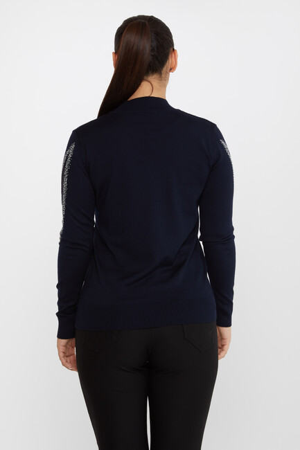 Women's Knitwear Stone Tulle Detail Navy Blue - 30090 | KAZEE - Thumbnail