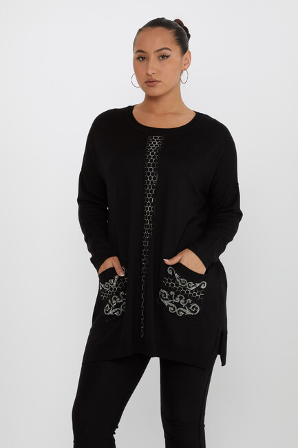 Women's Knitwear Stoned Black - 30601 | KAZEE - Thumbnail