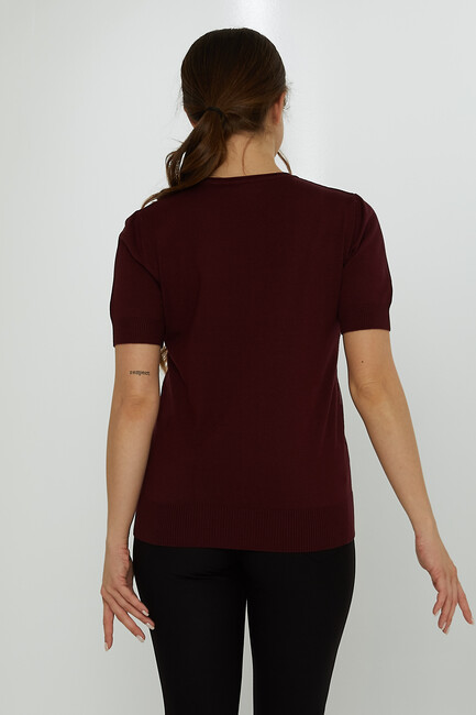 Women's Knitwear Crew Neck Stoned Plum - 31726 | KAZEE - Thumbnail