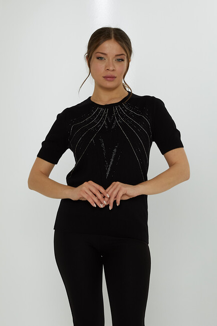 Women's Knitwear Crew Neck Stoned Ecru - 31726 | KAZEE - Thumbnail