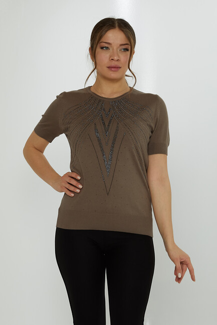 Women's Knitwear Crew Neck Stoned Mink - 31726 | KAZEE - Thumbnail