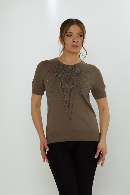 Women's Knitwear Crew Neck Stoned Mink - 31726 | KAZEE - Thumbnail