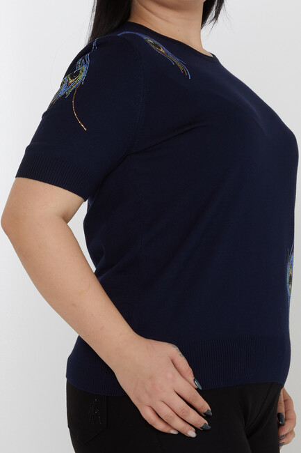 Women's Knitwear American Model Stone Navy Blue - 30994 | KAZEE - Thumbnail