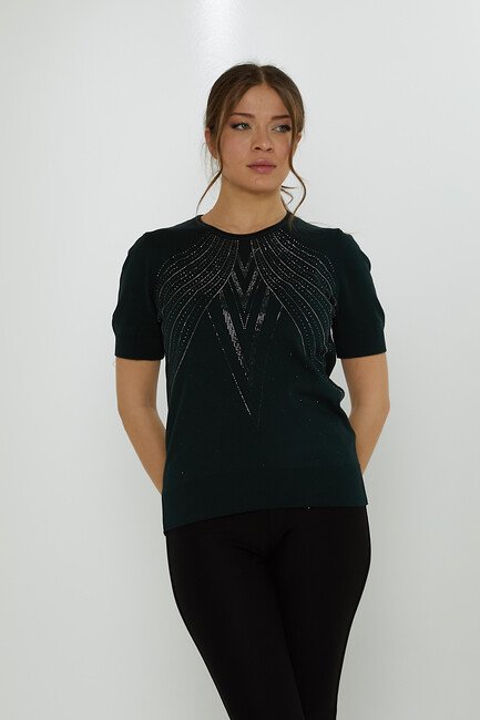 Women's Knitwear Crew Neck Stoned Nefti - 31726 | KAZEE - Thumbnail