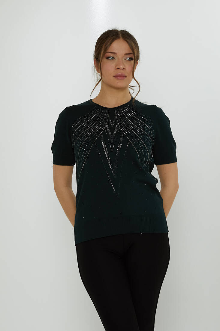 Women's Knitwear Crew Neck Stoned Nefti - 31726 | KAZEE