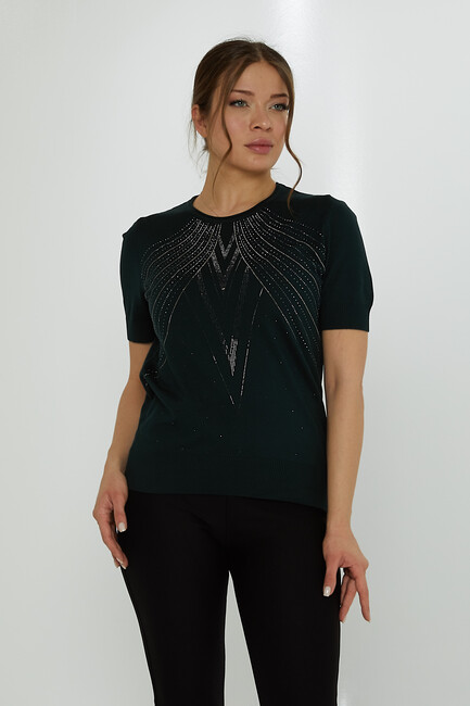 Women's Knitwear Crew Neck Stoned Nefti - 31726 | KAZEE - Thumbnail