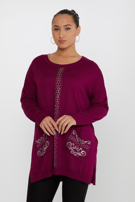 Women's Knitwear Stoned Purple - 30601 | KAZEE - Thumbnail