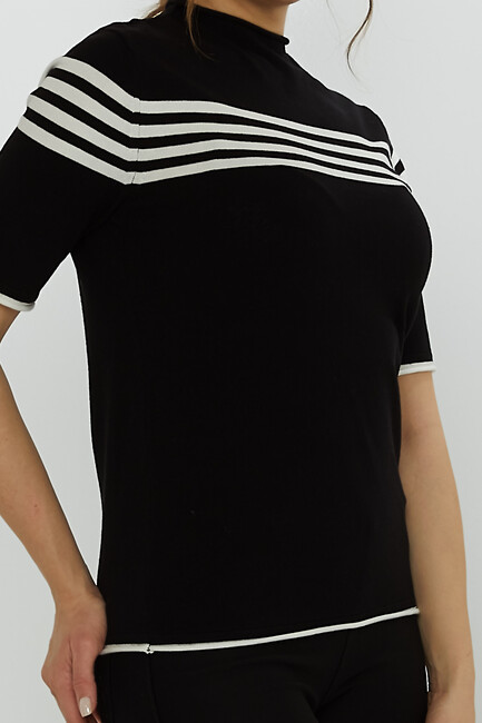 Women's Knitwear American Model Striped Black - 31759 | KAZEE - Thumbnail