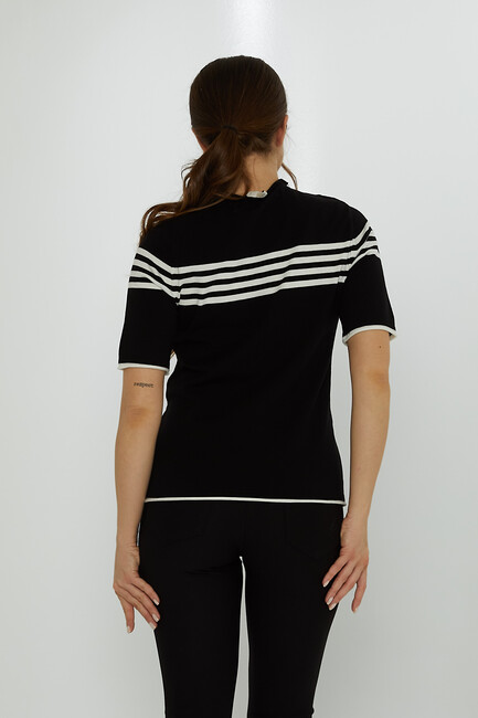 Women's Knitwear American Model Striped Black - 31759 | KAZEE - Thumbnail