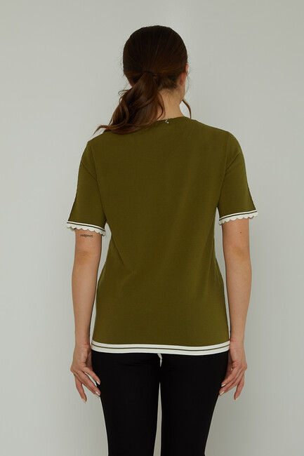 Women's Knitwear Crew Neck Hole Detail Dark Green - 31762 | KAZEE - Thumbnail