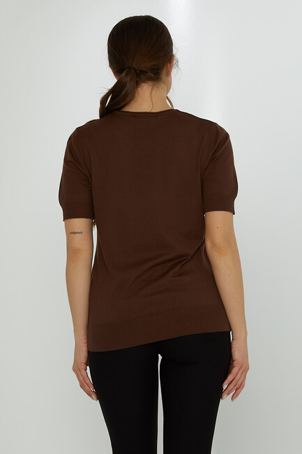 Women's Knitwear Crew Neck Stoned Brown - 31726 | KAZEE - Thumbnail