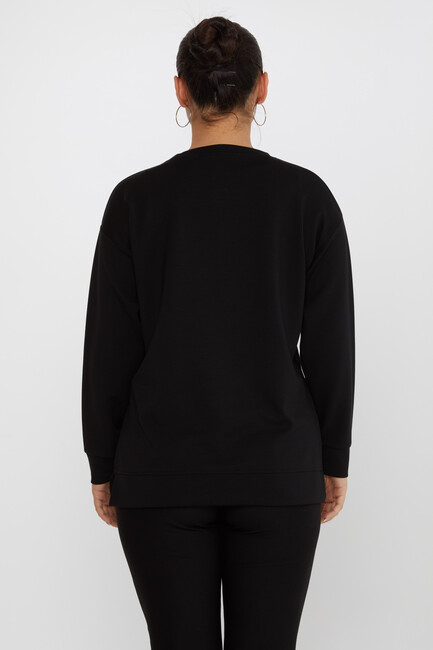 Women's Sweatshirt Beaded Detail Black - 17806 | KAZEE - Thumbnail