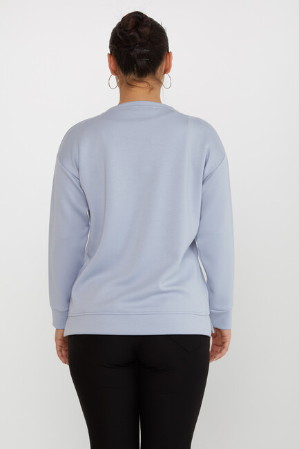 Women's Sweatshirt Beaded Detail Blue - 17806 | KAZEE - Thumbnail