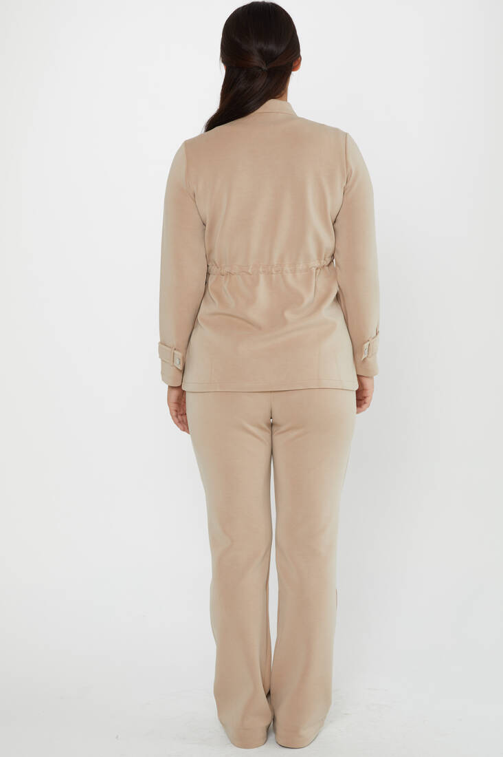 Women's Tracksuit Button Detail Beige - 17622 | KAZEE