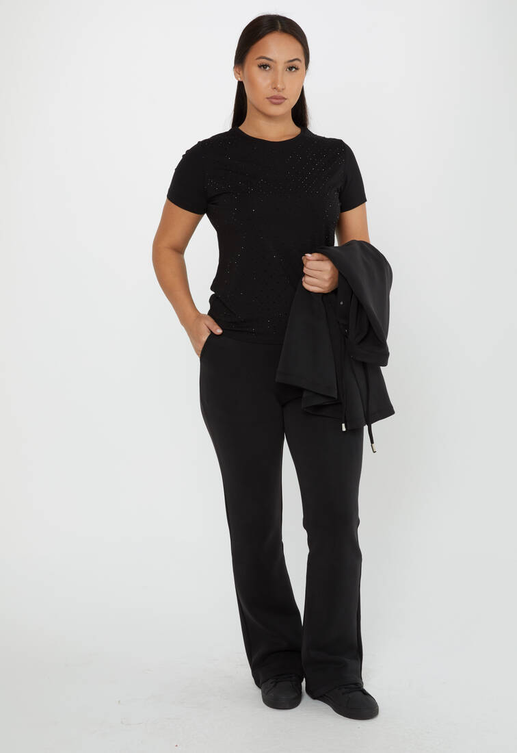 Women's Tracksuit Button Detail Black - 17622 | KAZEE