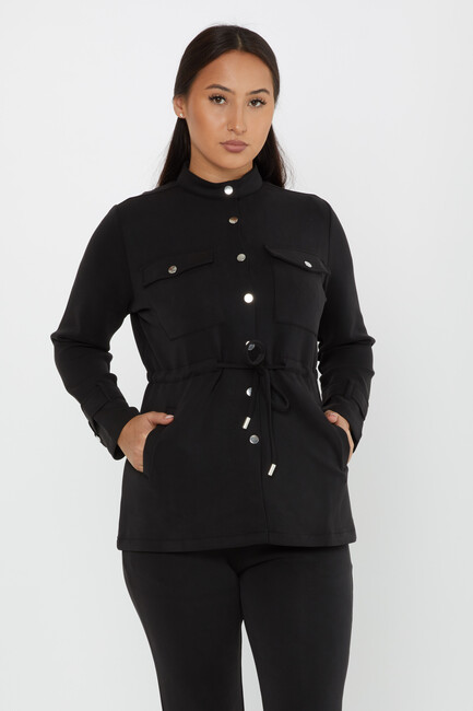 Women's Tracksuit Button Detail Black - 17622 | KAZEE - Thumbnail