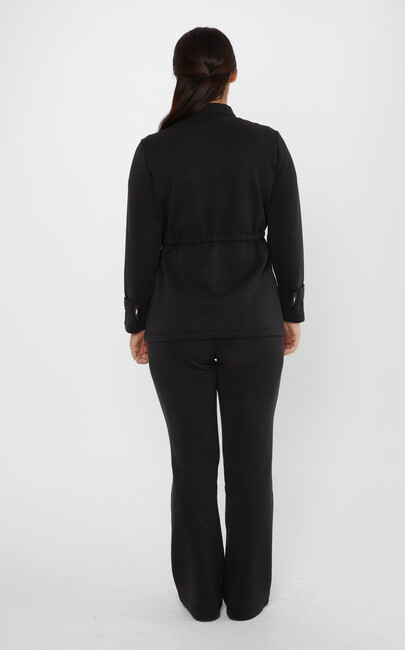 Women's Tracksuit Button Detail Black - 17622 | KAZEE - Thumbnail