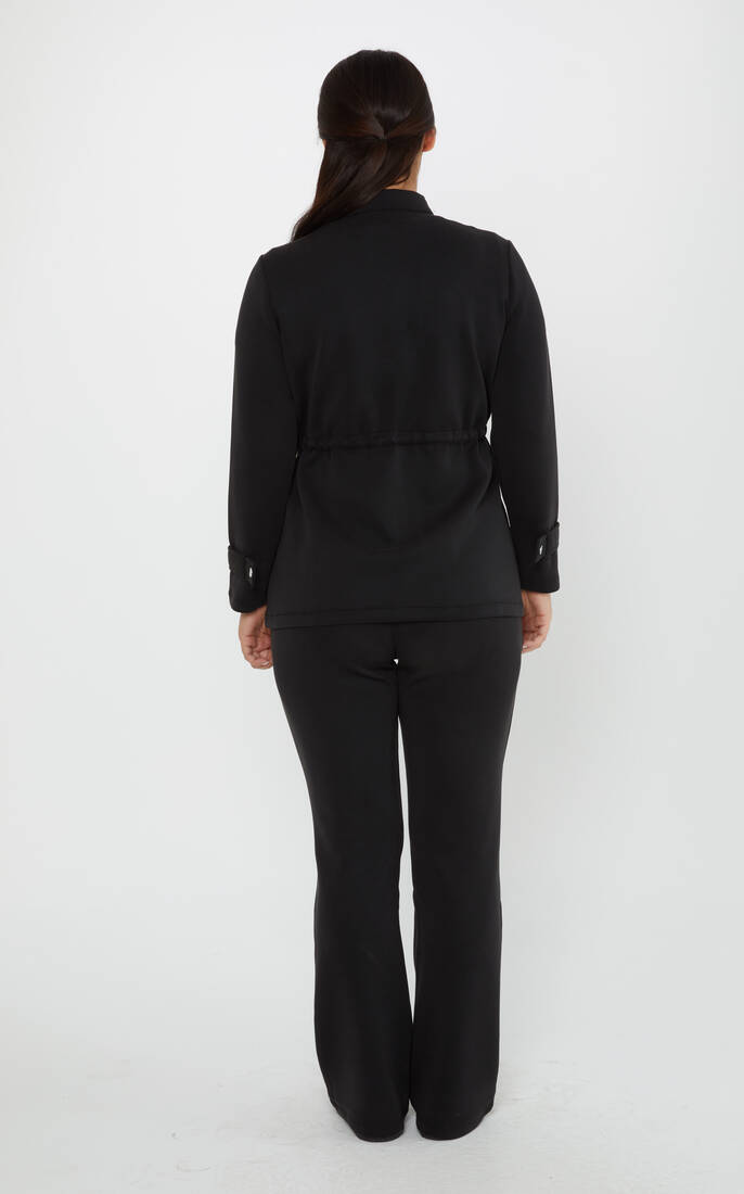 Women's Tracksuit Button Detail Black - 17622 | KAZEE