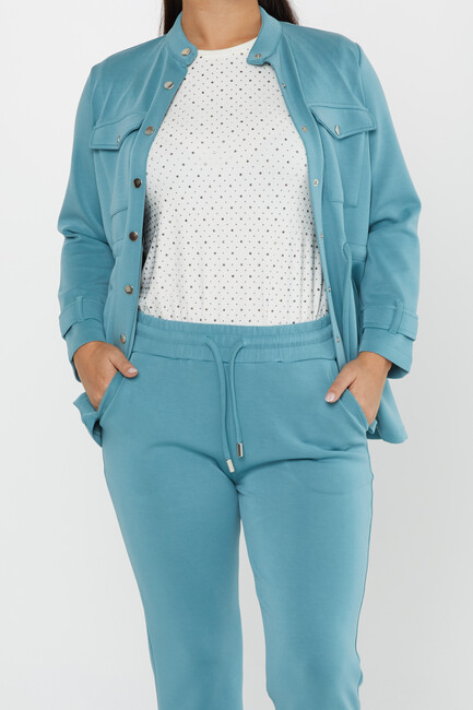 Women's Tracksuit Button Detail Blue - 17622 | KAZEE - Thumbnail