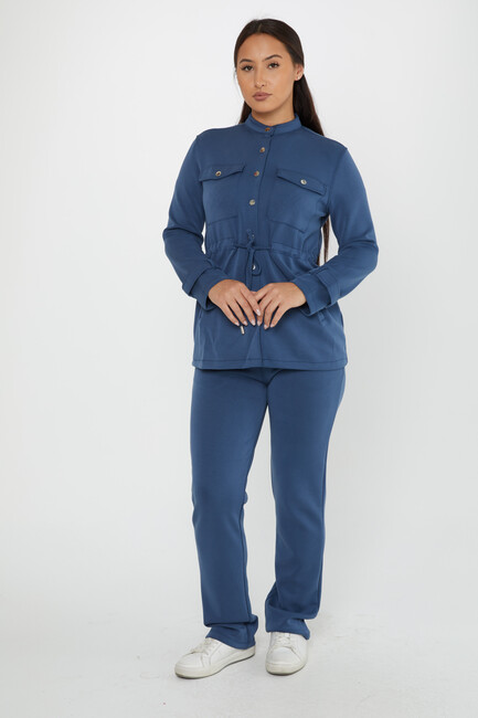 Women's Tracksuit Button Detail Indigo - 17622 | KAZEE - Thumbnail