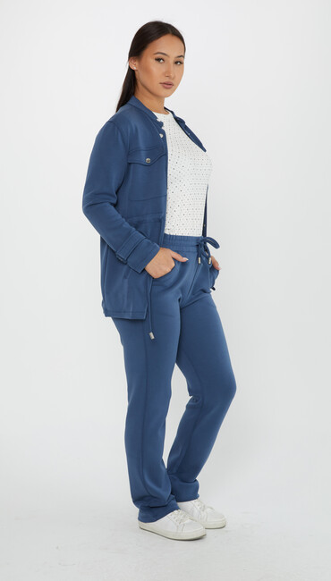 Women's Tracksuit Button Detail Indigo - 17622 | KAZEE - Thumbnail