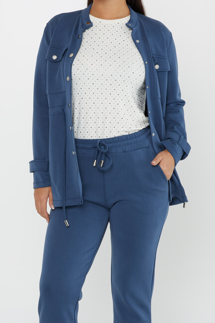 Women's Tracksuit Button Detail Indigo - 17622 | KAZEE - Thumbnail