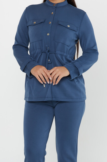 Women's Tracksuit Button Detail Indigo - 17622 | KAZEE - Thumbnail