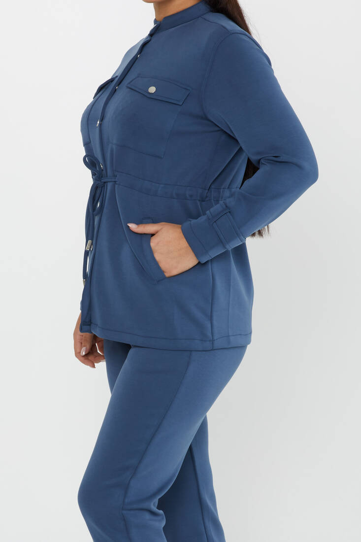 Women's Tracksuit Button Detail Indigo - 17622 | KAZEE