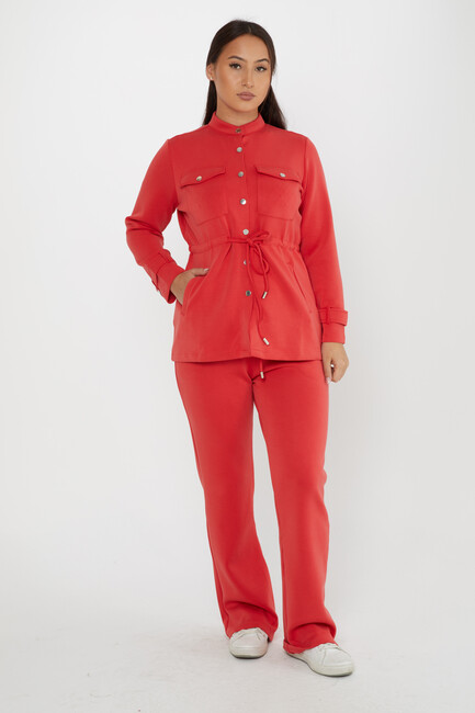 Women's Tracksuit Button Detail Red - 17622 | KAZEE - Thumbnail