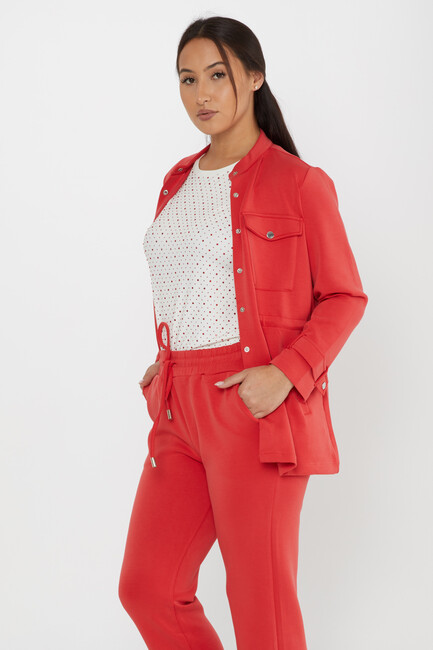 Women's Tracksuit Button Detail Red - 17622 | KAZEE - Thumbnail