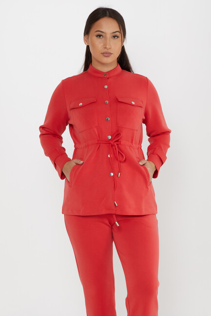 Women's Tracksuit Button Detail Red - 17622 | KAZEE - Thumbnail