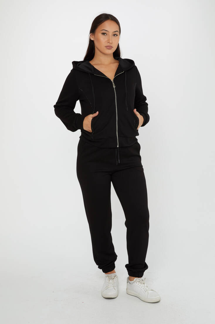 Women's Tracksuit Hooded Black - 17550 | KAZEE