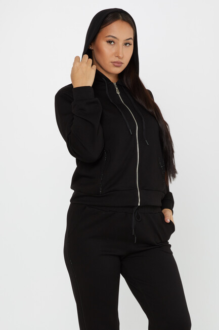 Women's Tracksuit Hooded Black - 17550 | KAZEE - Thumbnail