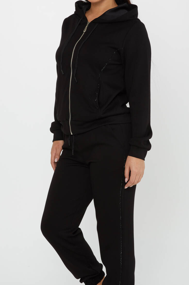 Women's Tracksuit Hooded Black - 17550 | KAZEE