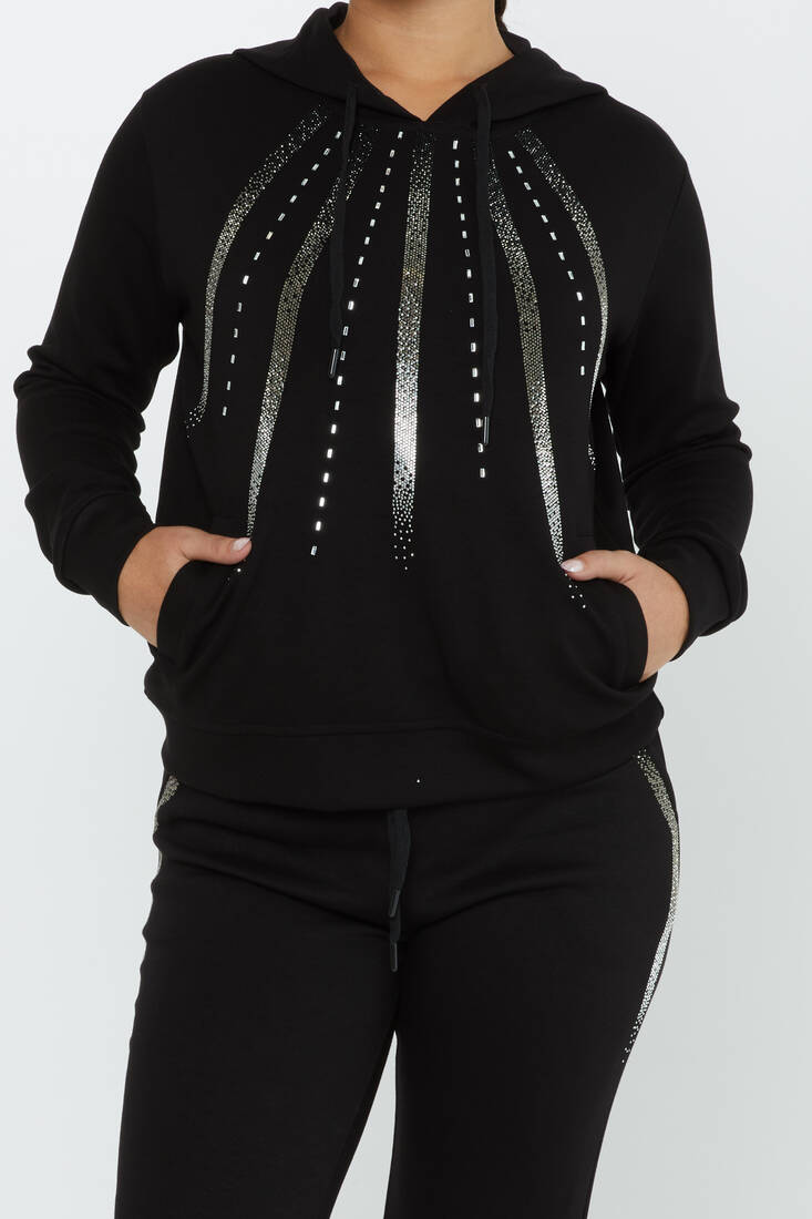 Women's Tracksuit Hooded Black - 17597 | KAZEE